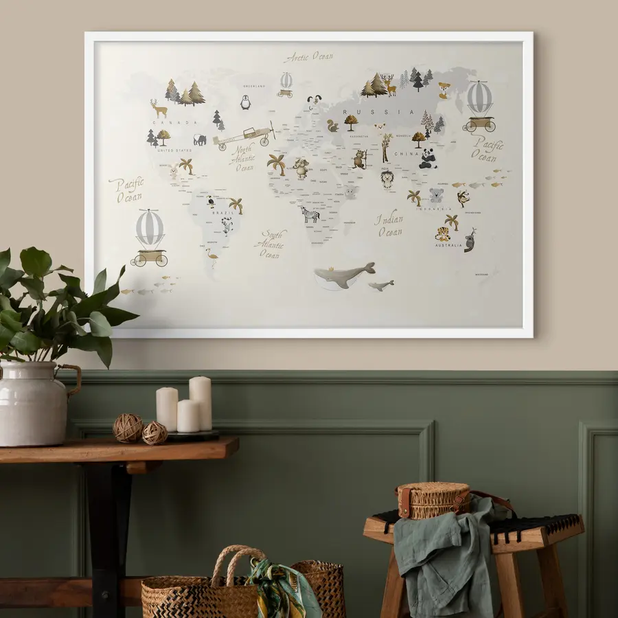 Papier peint Carte du monde pour enfants f31798