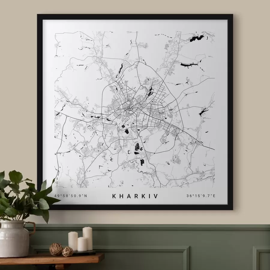 Papier peint Carte minimaliste de la ville de Kharkov en Ukraine f31429v1