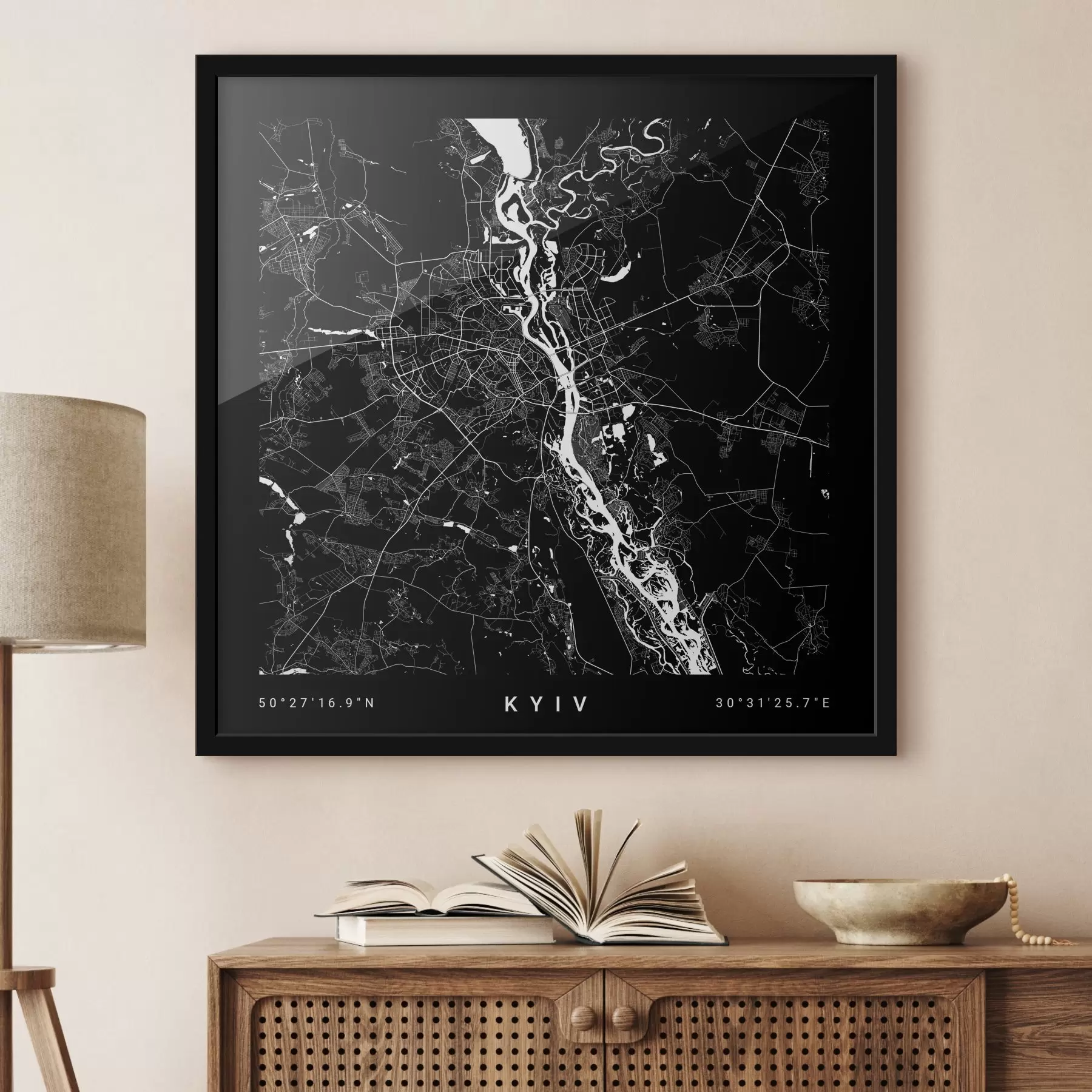 Papier peint Carte minimaliste de la ville de Kiev en Ukraine f31428