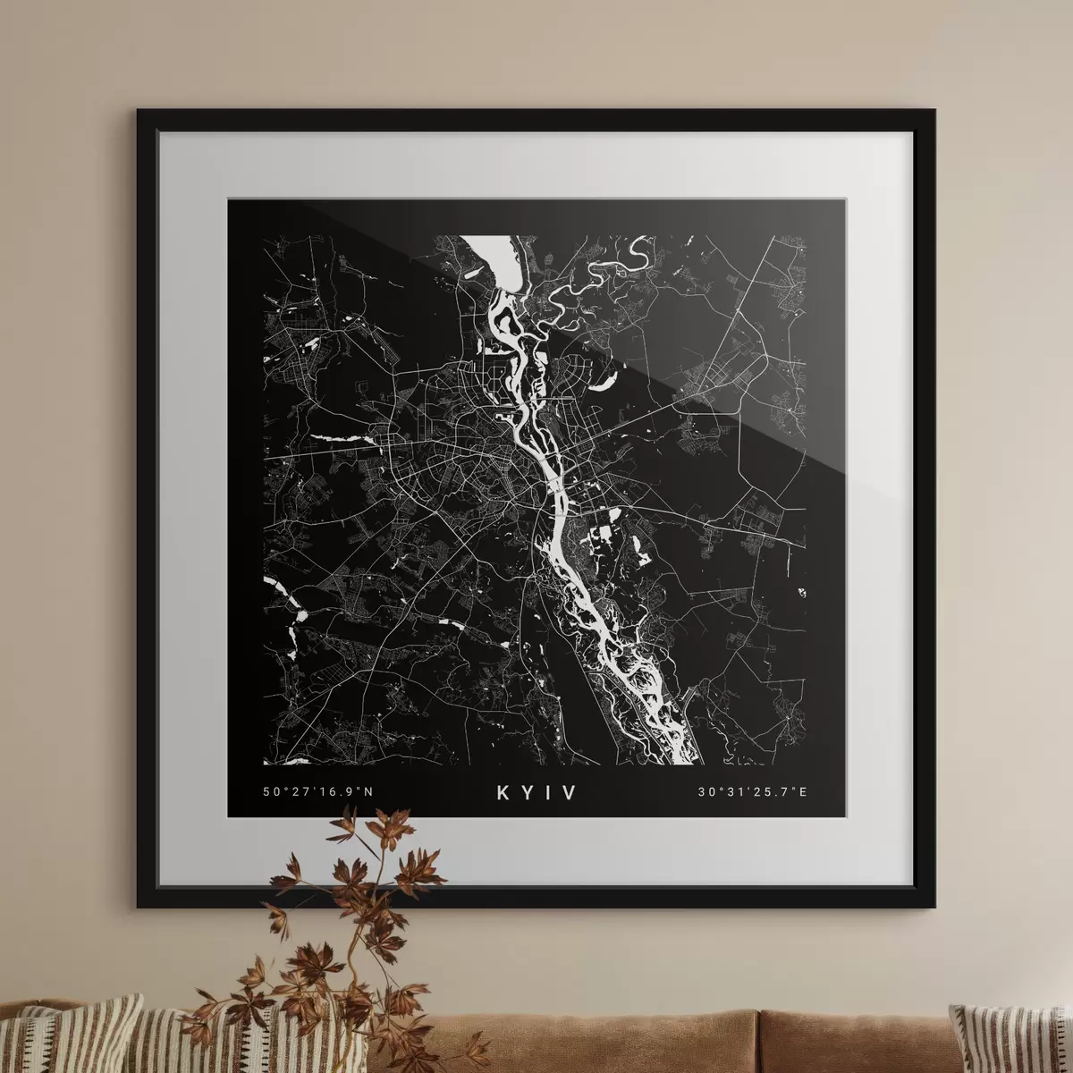 Poster Carte minimaliste de la ville de Kiev en Ukraine f31428