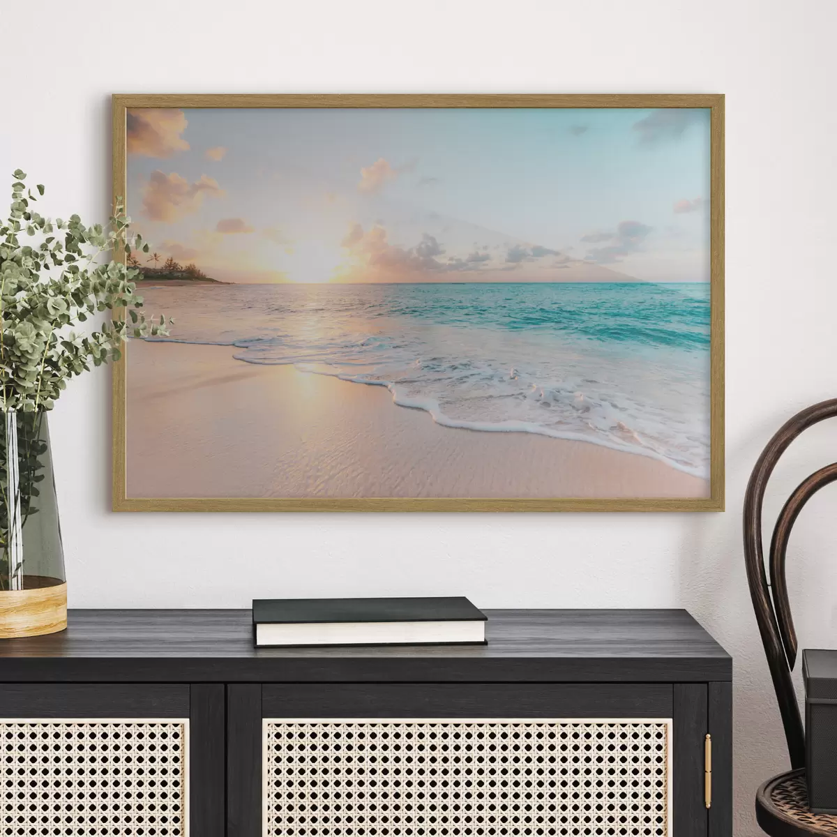 Poster Rivage turquoise au couchant f28661