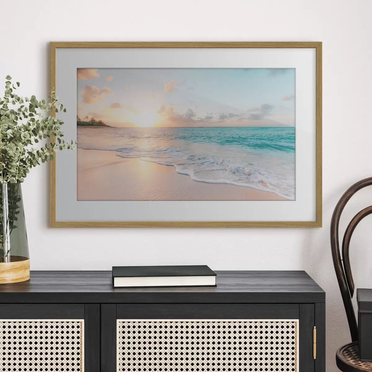 Poster Rivage turquoise au couchant f28661