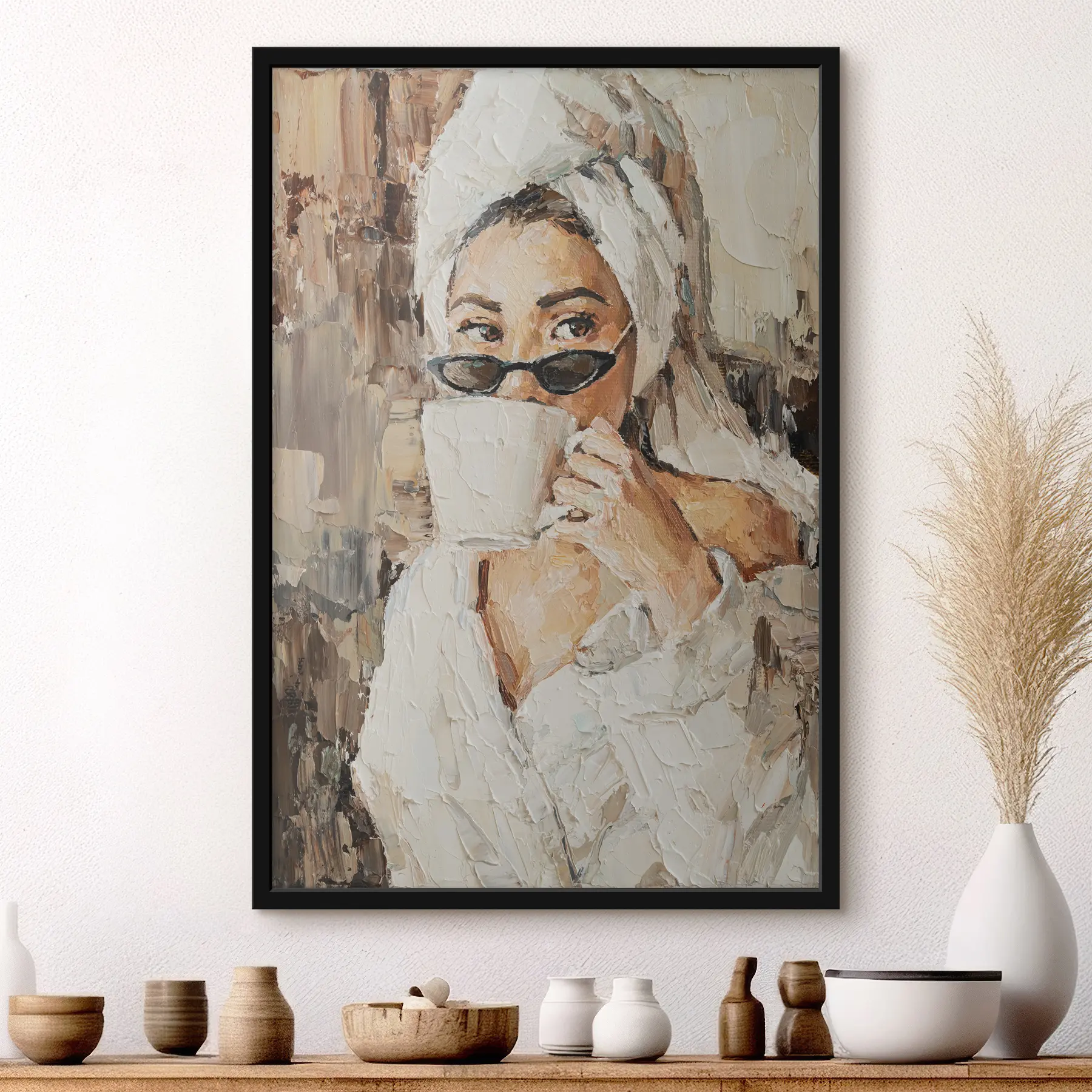 Tableau Une fille avec du café f25964