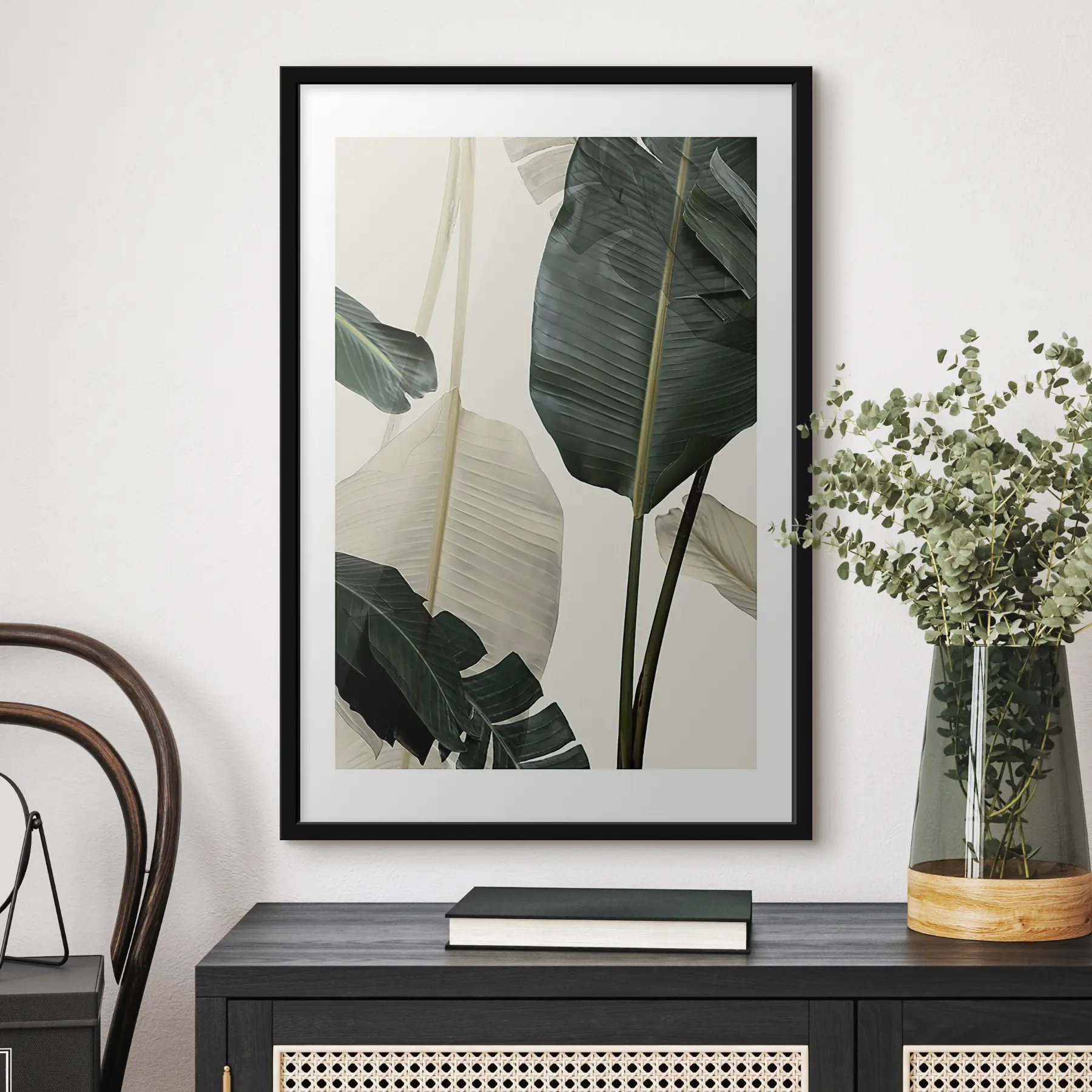 Papier peint Feuilles blanches et vertes f21746