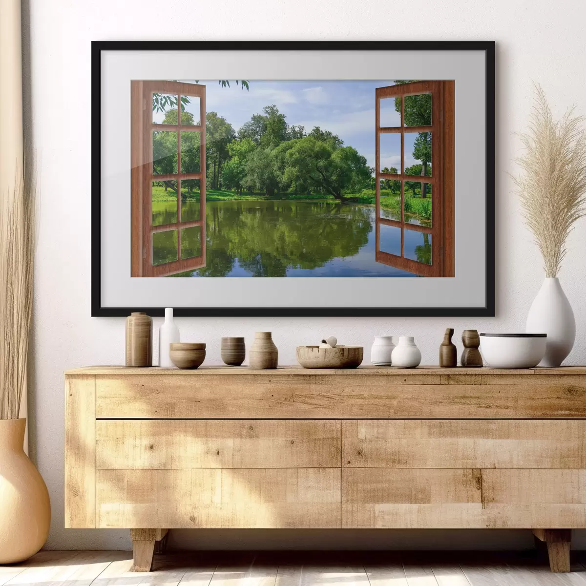 Poster Vue du lac depuis la fenêtre f17004
