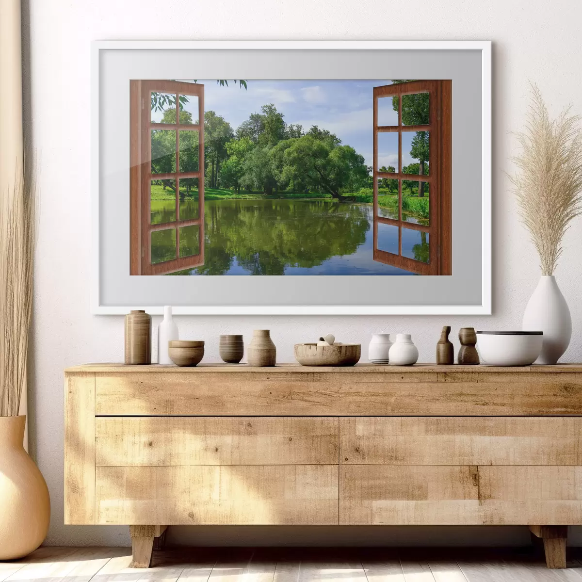 Poster Vue du lac depuis la fenêtre f17004