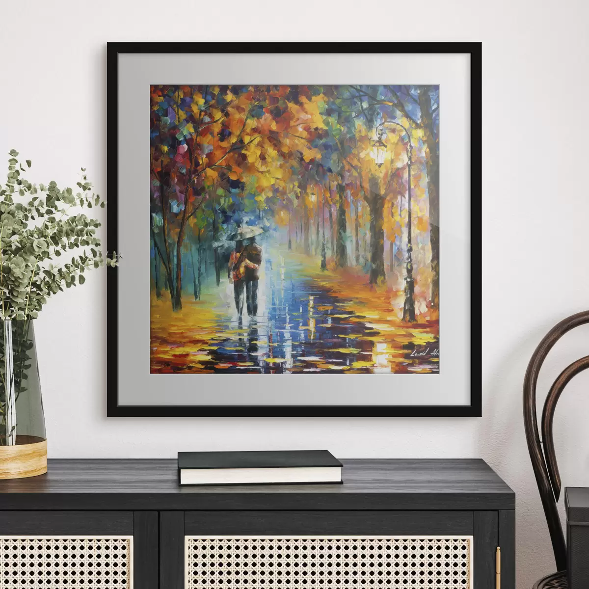 Poster Couple sous un parapluie, automne f15186