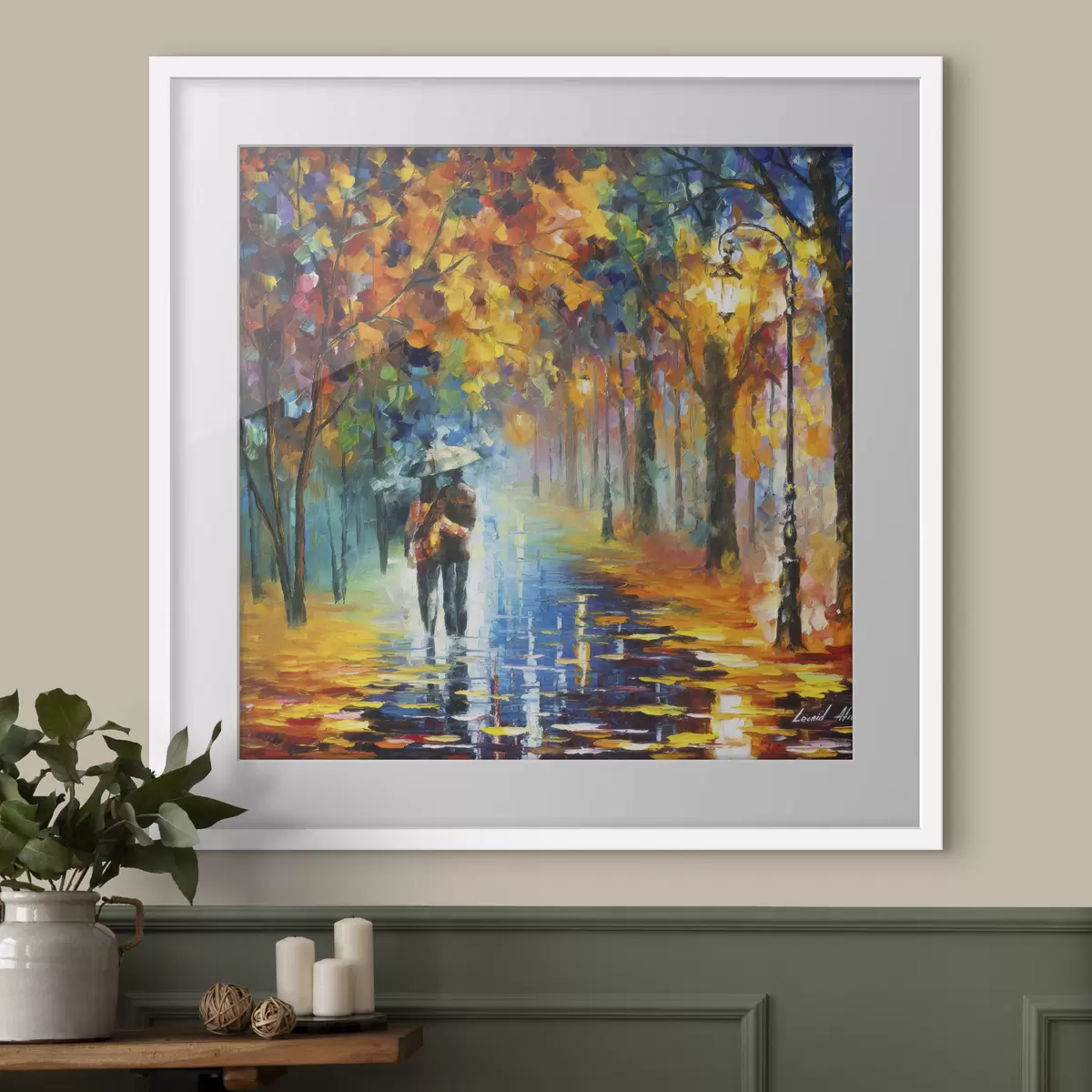 Poster Couple sous un parapluie, automne f15186