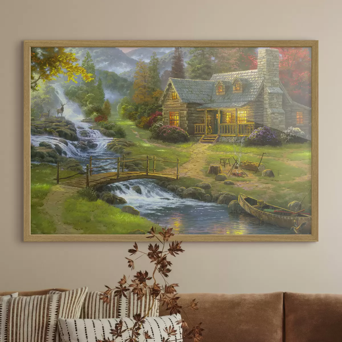 Poster Maison dans les bois au bord de la rivière f15144