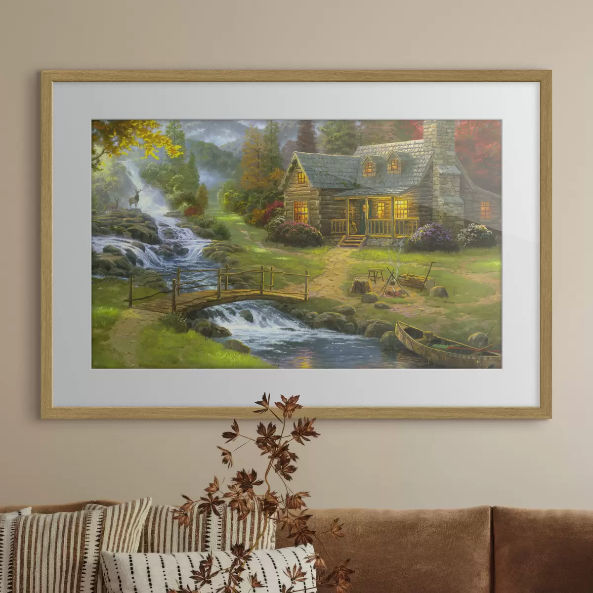 Poster Maison dans les bois au bord de la rivière f15144