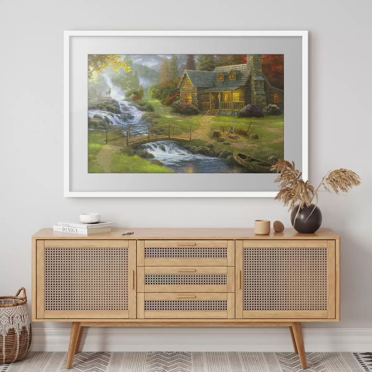 Poster Maison dans les bois au bord de la rivière f15144