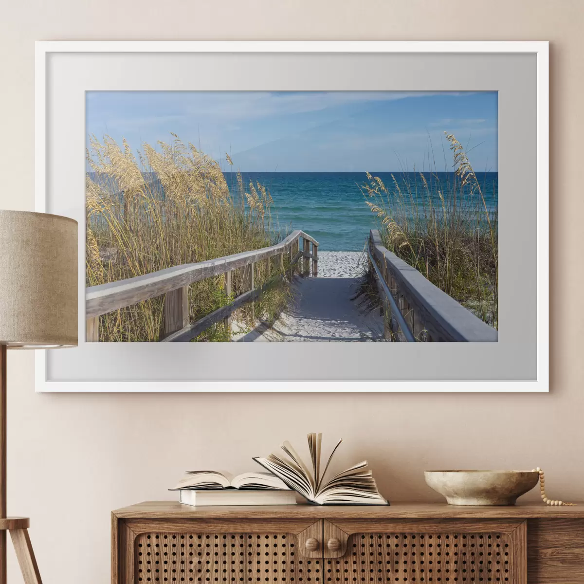 Poster Pont en bois vers la mer f08222
