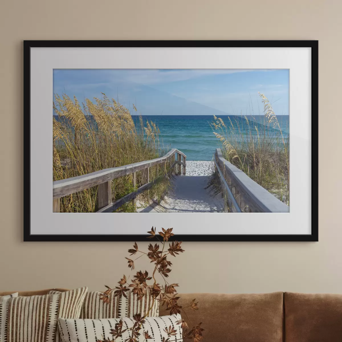 Poster Pont en bois vers la mer f08222