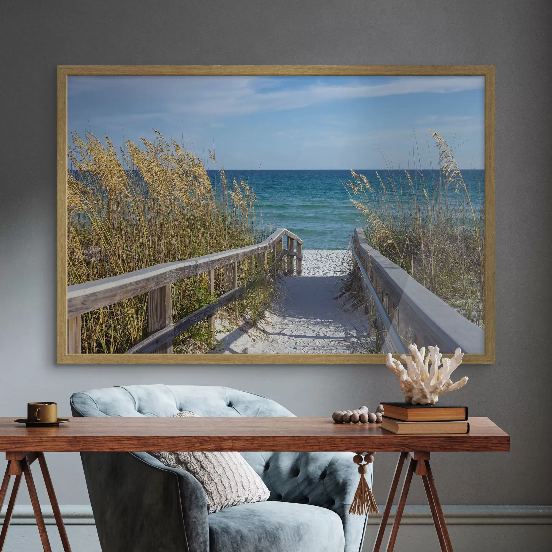 Papier peint Pont en bois vers la mer f08222