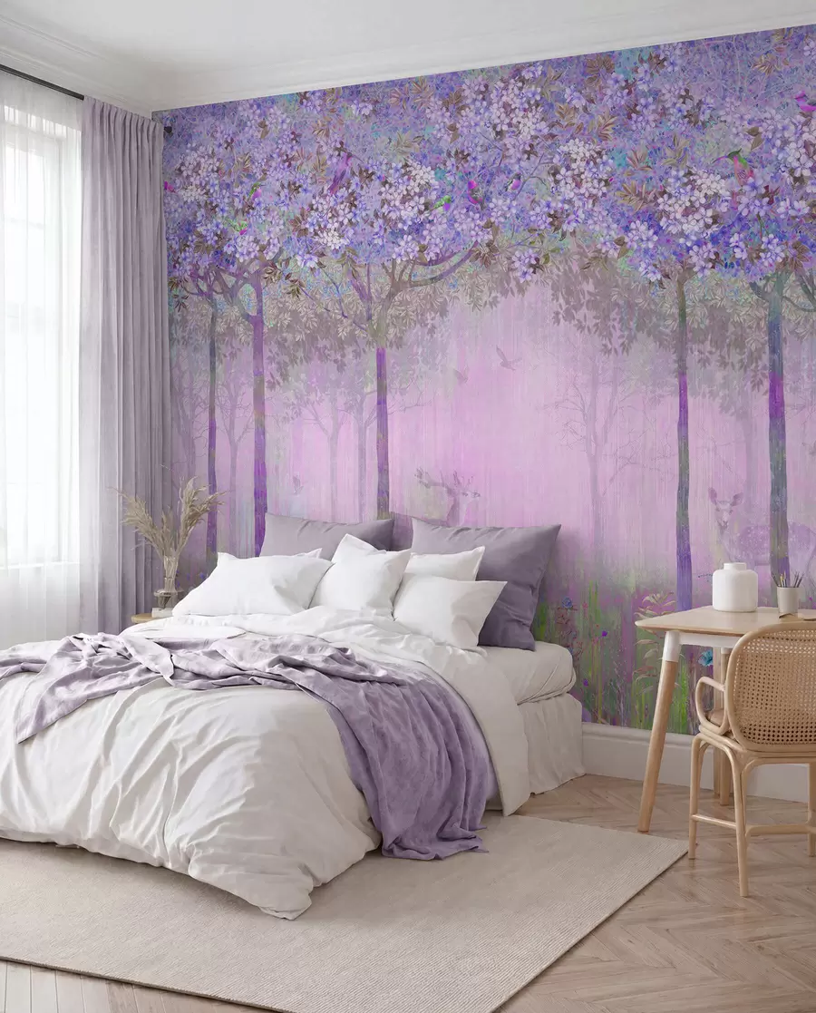 Papier peint Bois en fleurs — Lilas u62100v2