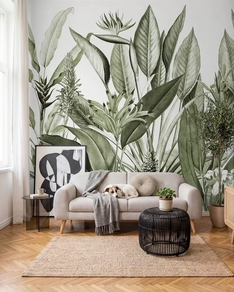 Papier peint Jungle à l’encre verte u96833v2