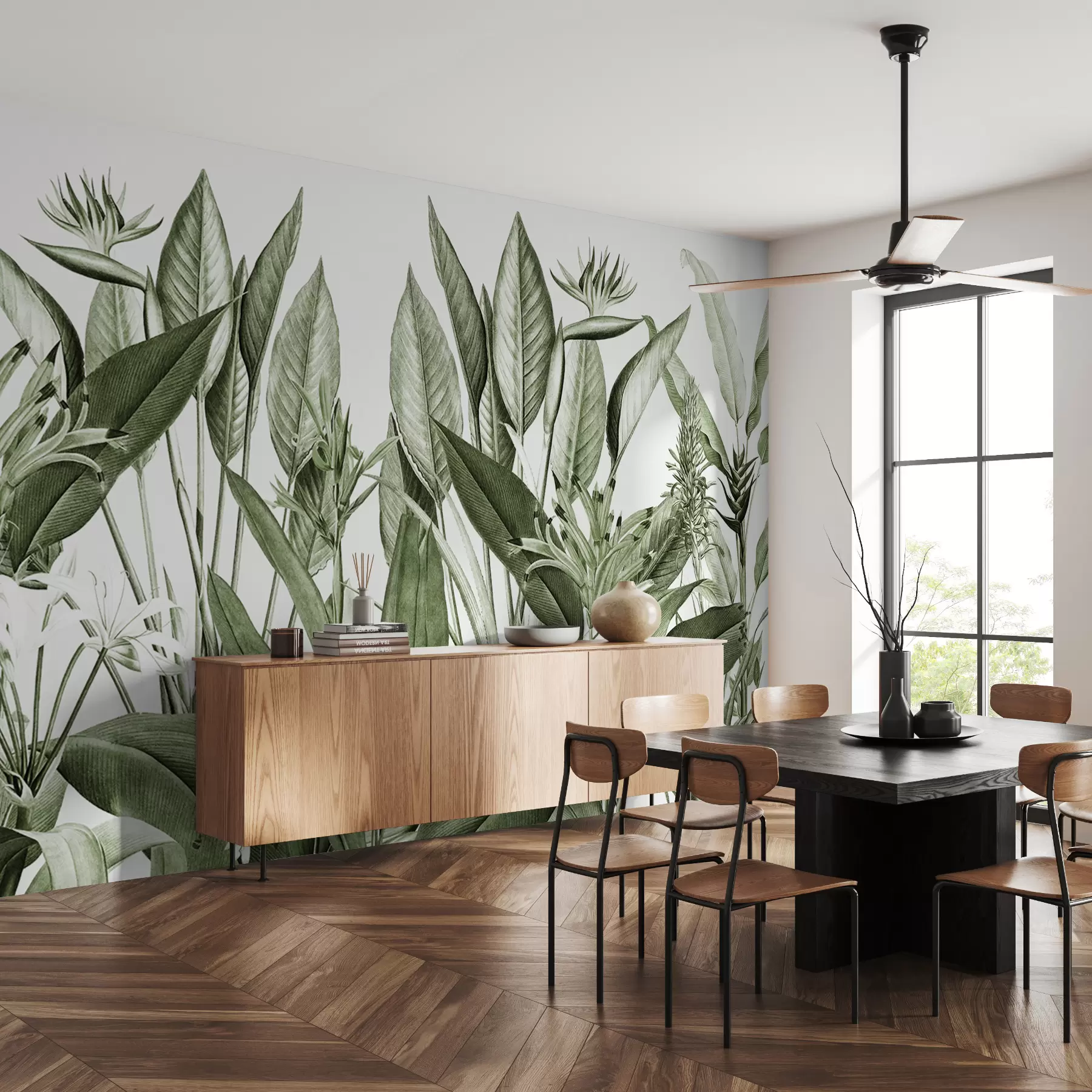 Papier peint Plantes tropicales couleur vert jungle u96833v2