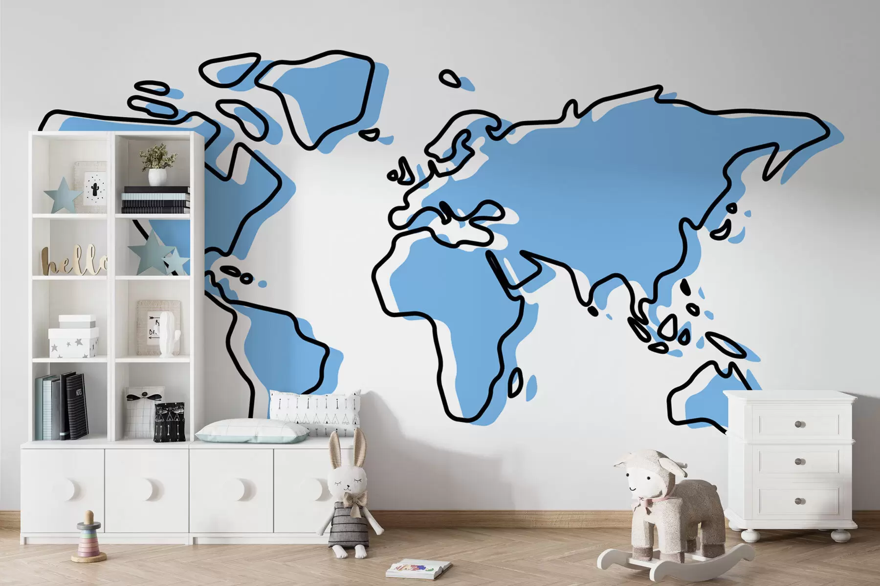 Papier peint Carte du monde en bleu, un concept moderne abstrait u99073v1