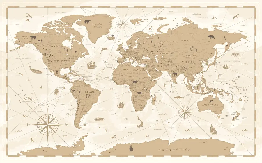 Papier peint Carte du monde vintage u99074