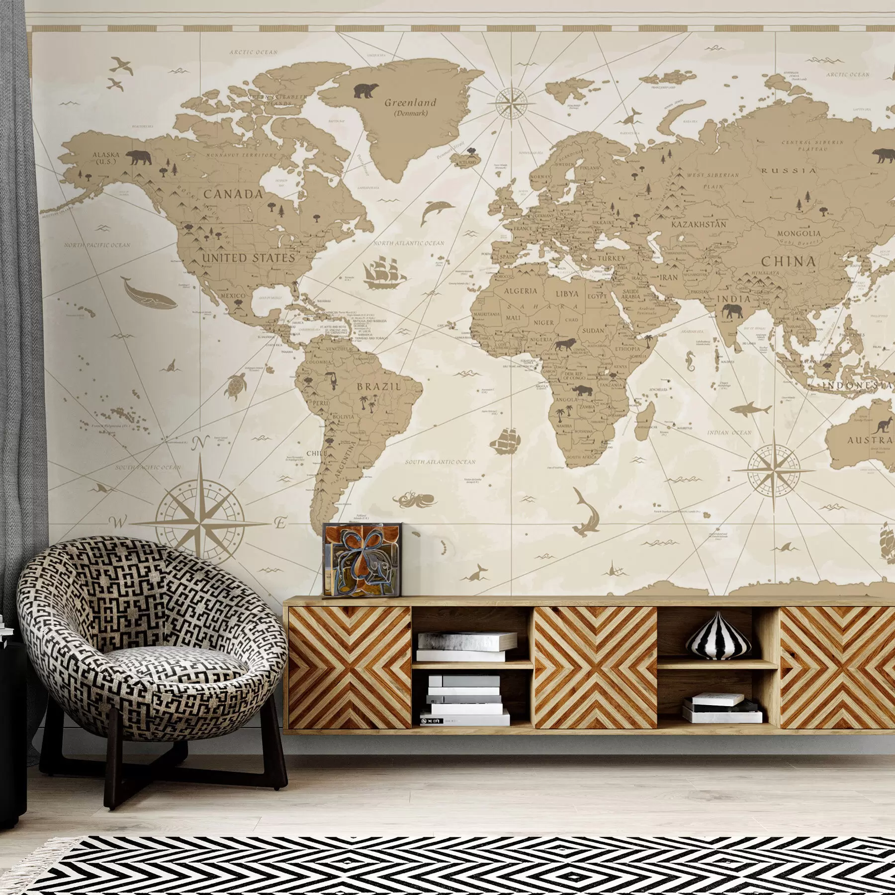 Papier peint Carte du monde vintage u99074