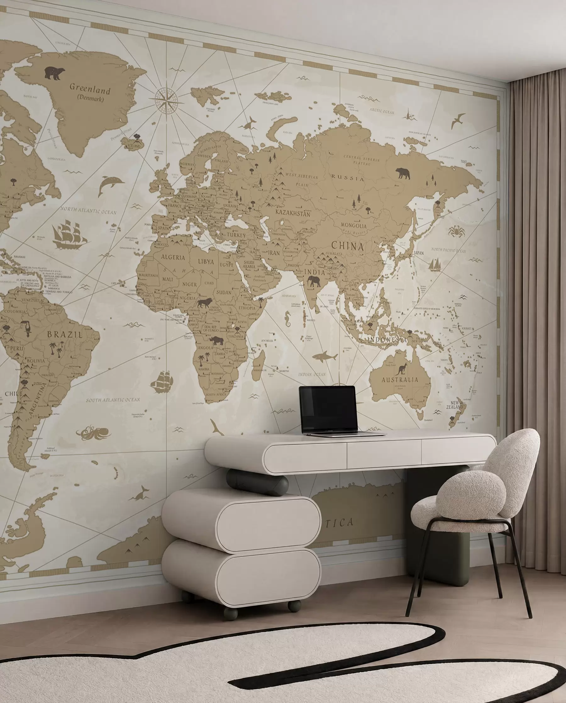 Papier peint Carte du monde vintage u99074