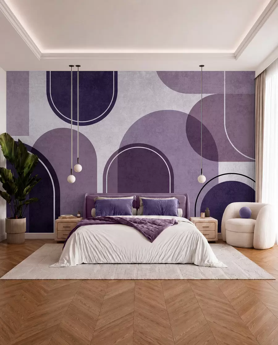 Papier peint Arcs géométriques en violet u99095v4