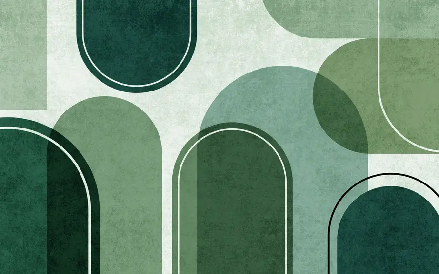 Papier peint Arcs géométriques de couleur verte u99095v5