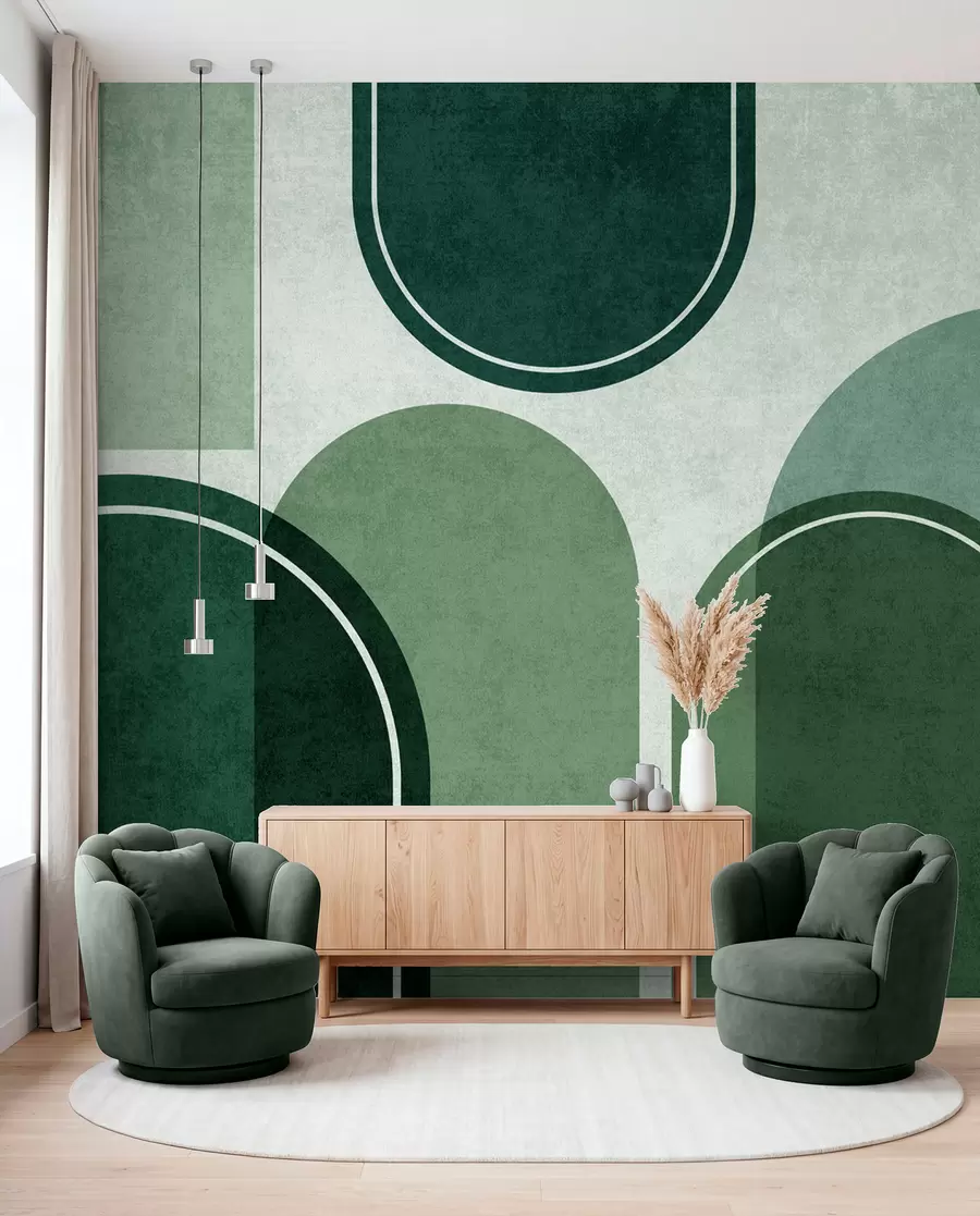 Papier peint Arcs géométriques de couleur verte u99095v5