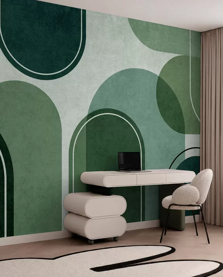 Papier peint Arcs géométriques de couleur verte u99095v5