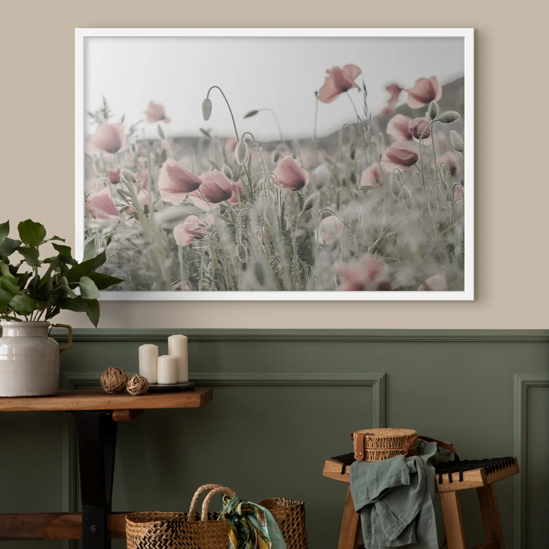 Papier peint Coquelicots aux couleurs sourdes f35592
