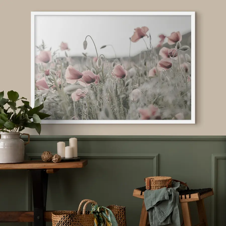 Papier peint Coquelicots aux couleurs sourdes f35592