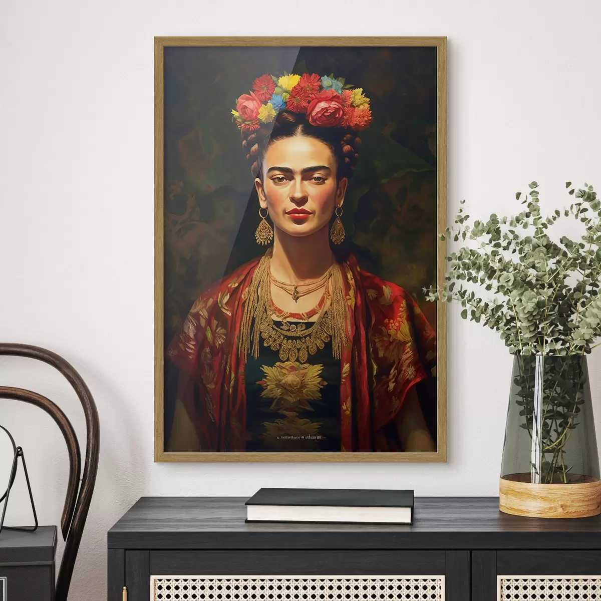 Poster Frida parmi les fleurs f32864