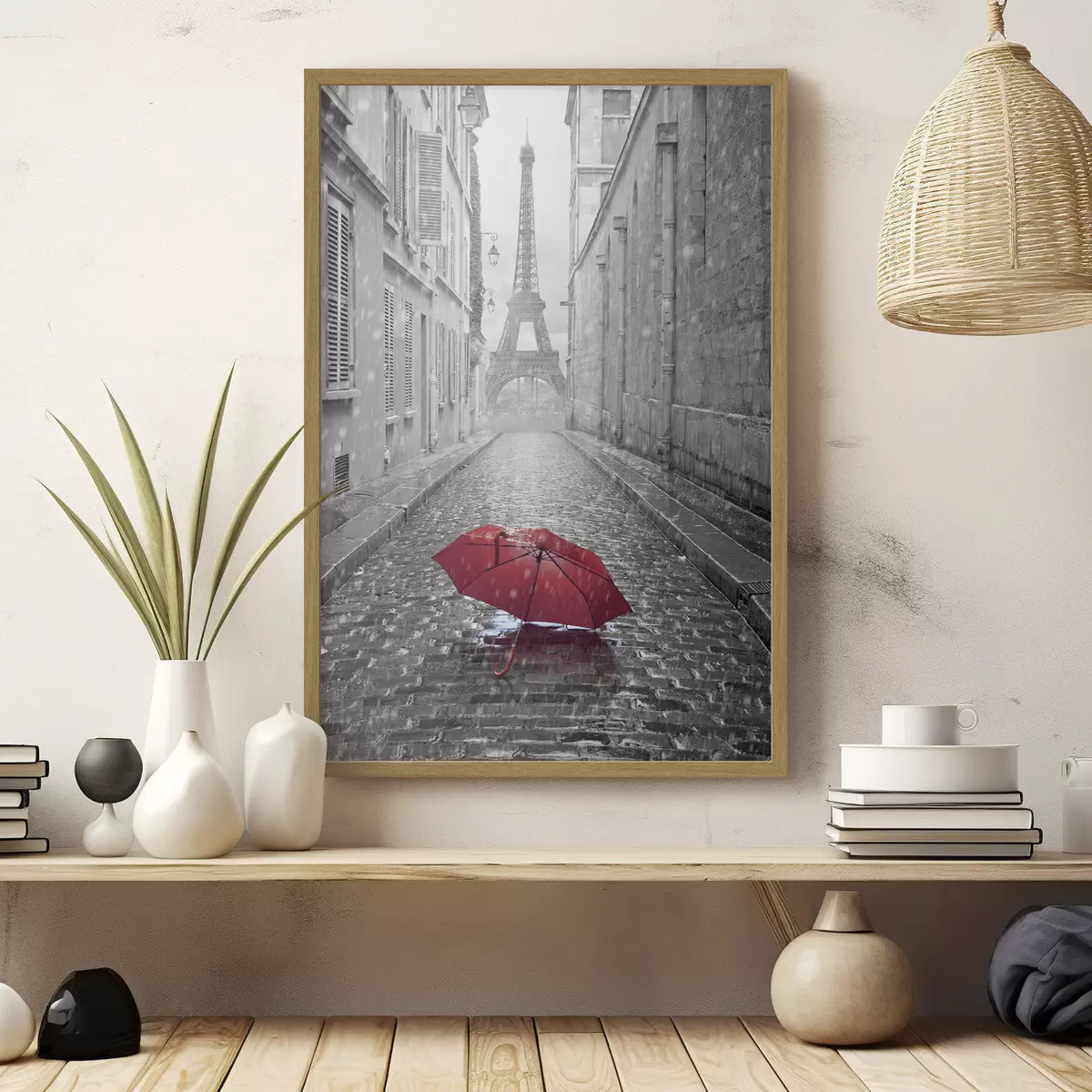 Poster Vue de la Tour Eiffel depuis une rue de Paris f33713