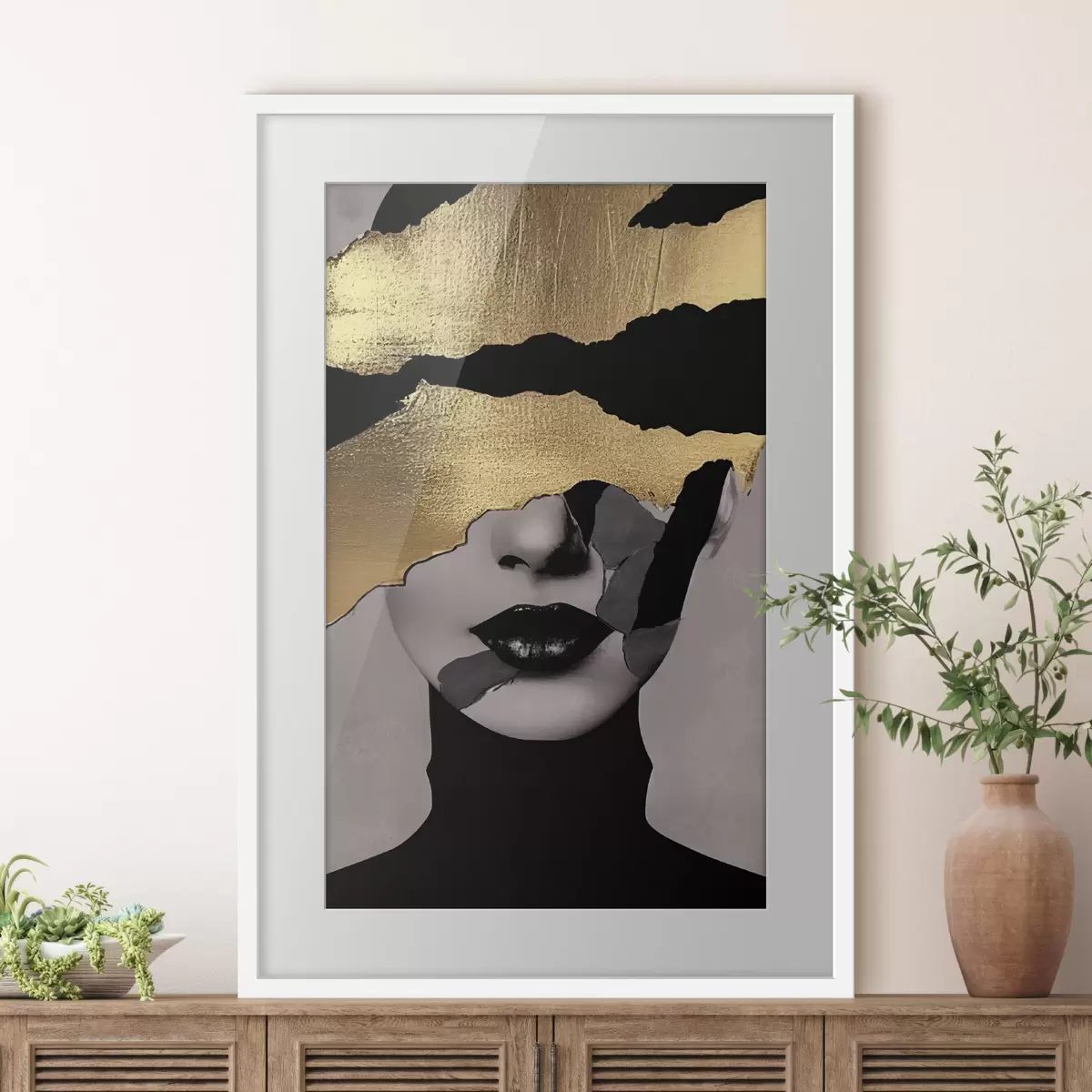 Poster Lèvres noires, portrait d'une jeune fille f35520
