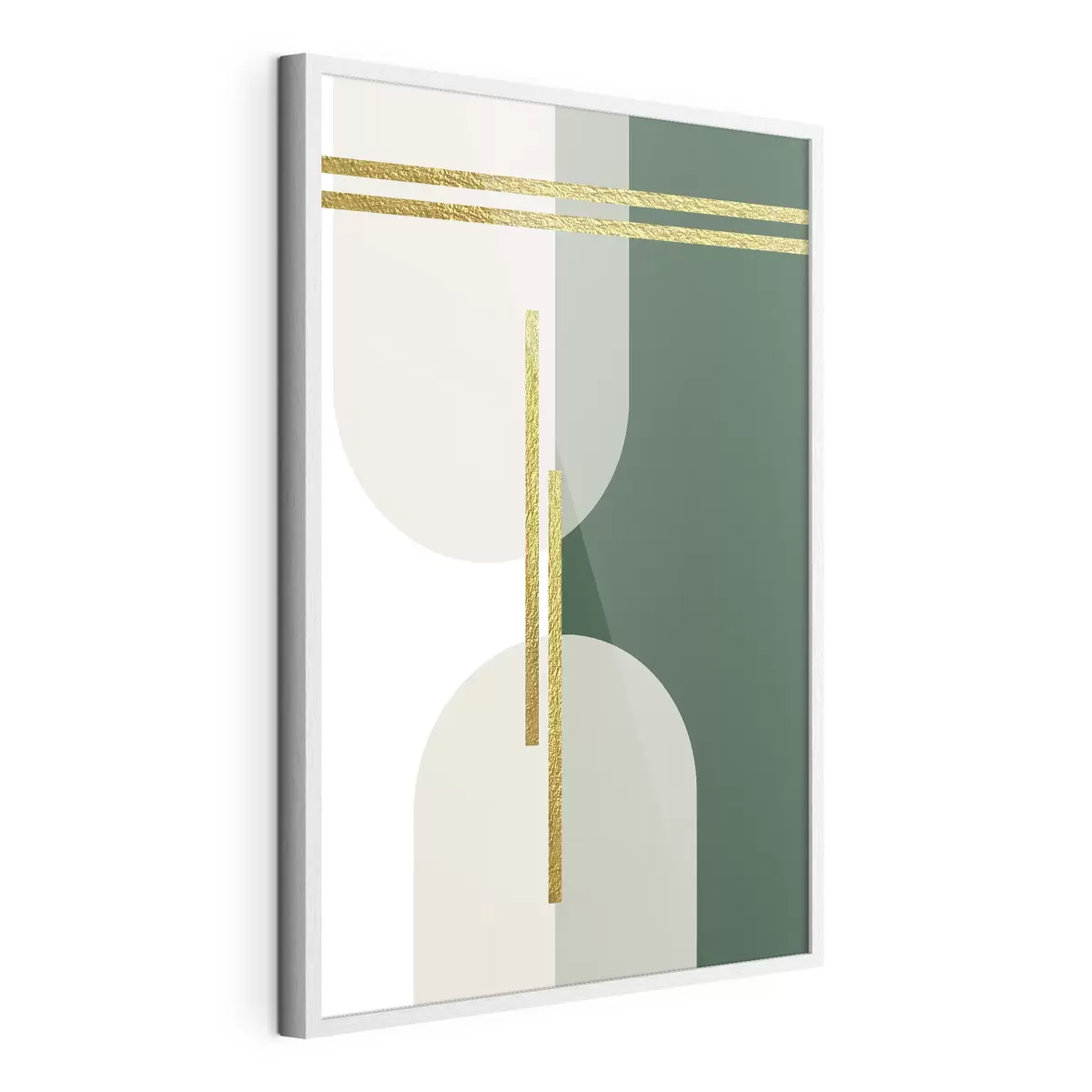 Poster Graphisme mural abstrait dans les tons beiges et verts f35943