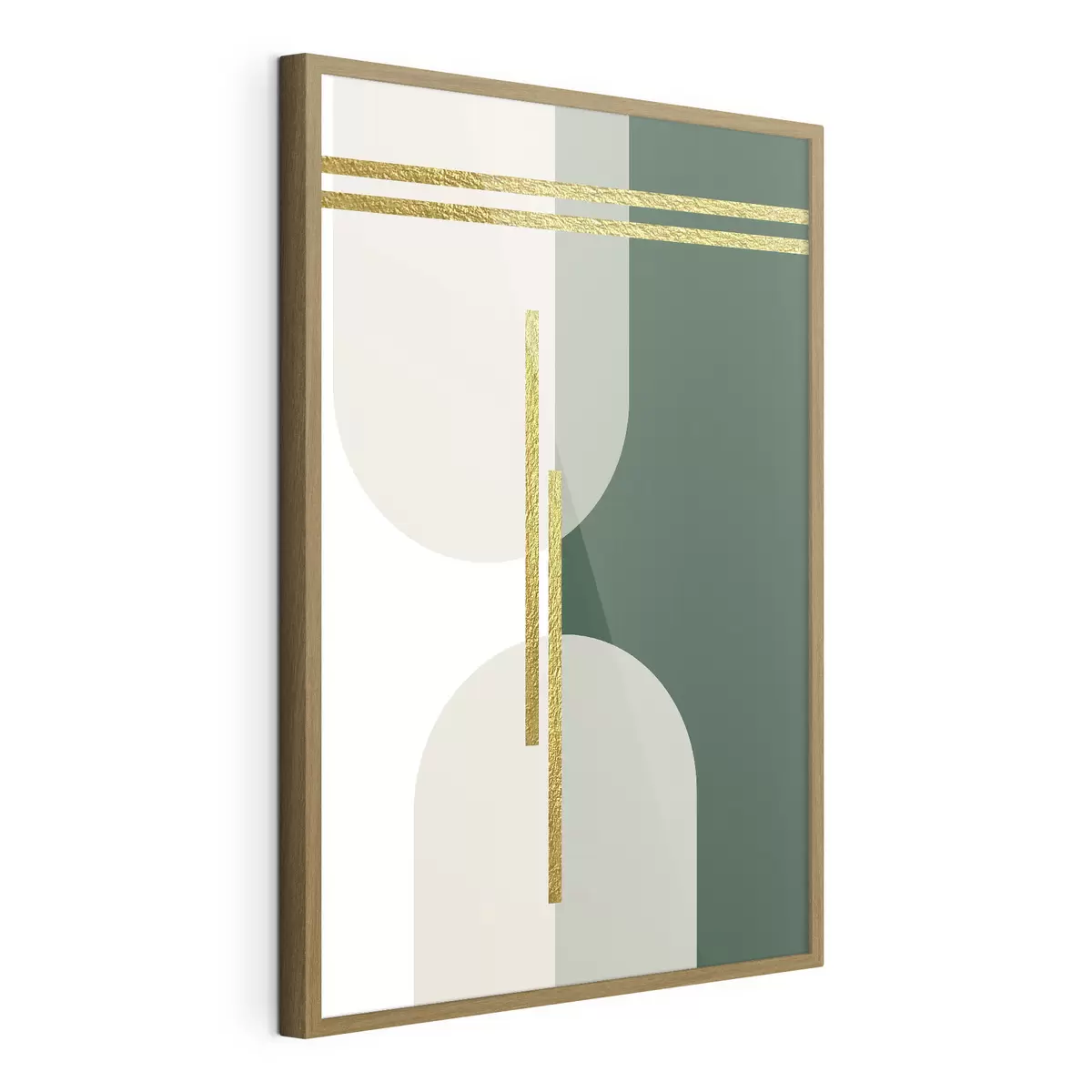 Poster Graphisme mural abstrait dans les tons beiges et verts f35943