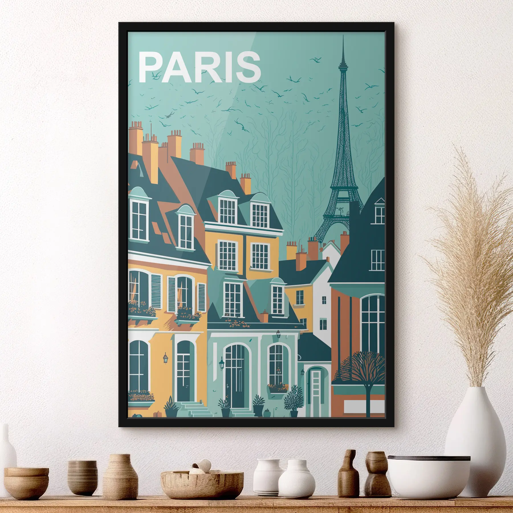 Tableau Illustration de voyage rétro Paris f36331