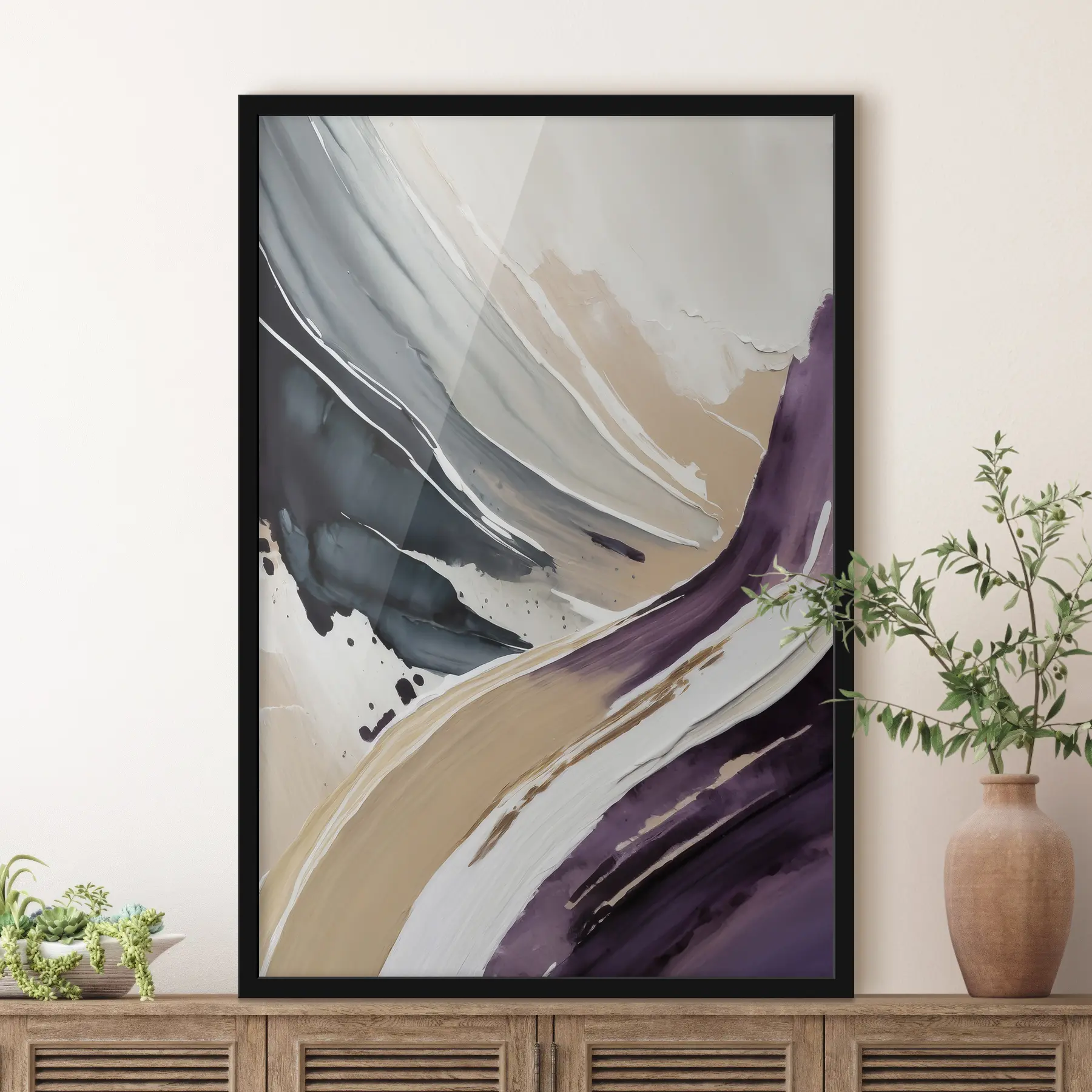 Papier peint Peinture acrylique abstraite, coup de pinceau, texture de peinture, beige, violet, bleu f36504