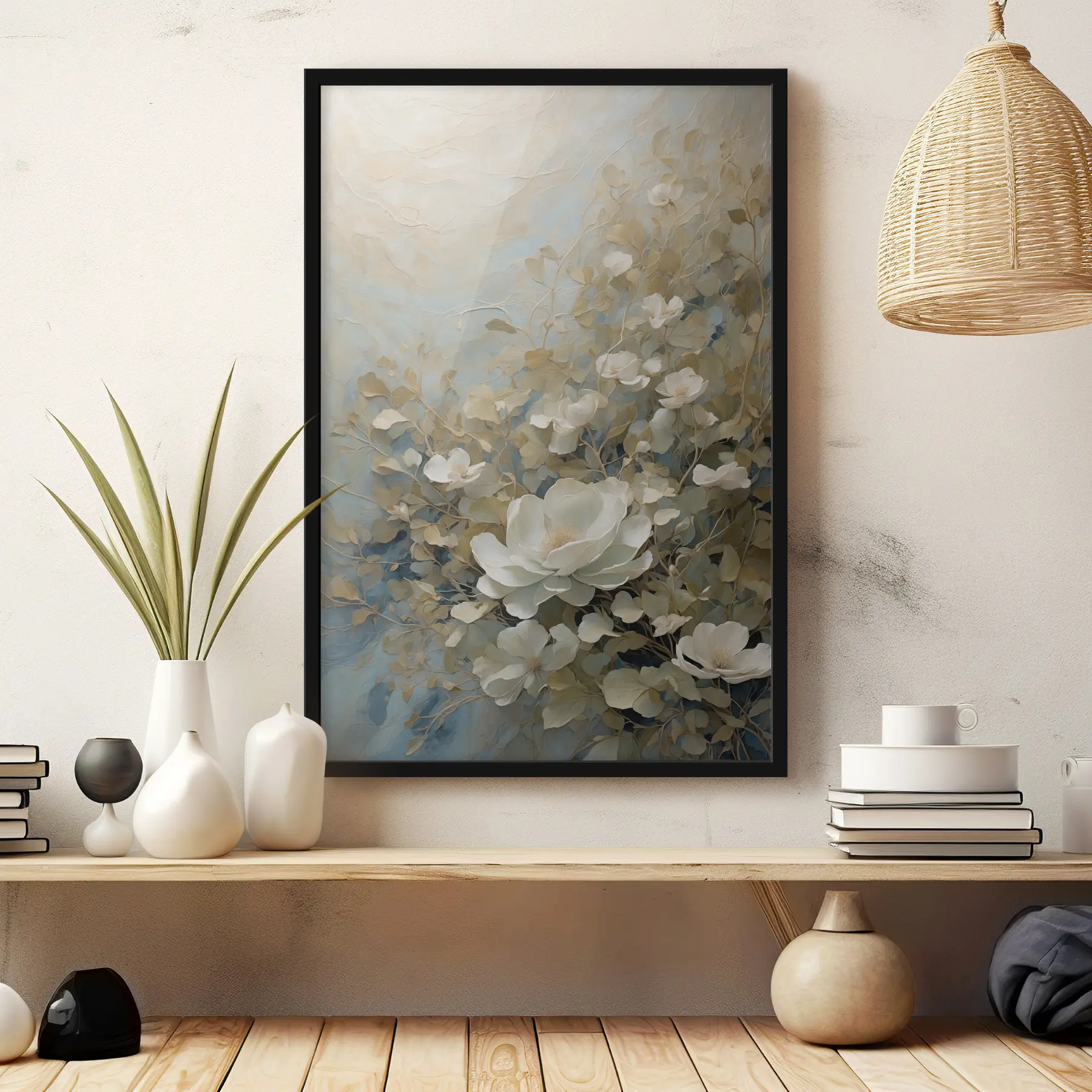 Papier peint Fleurs blanches par mauvais temps f36442