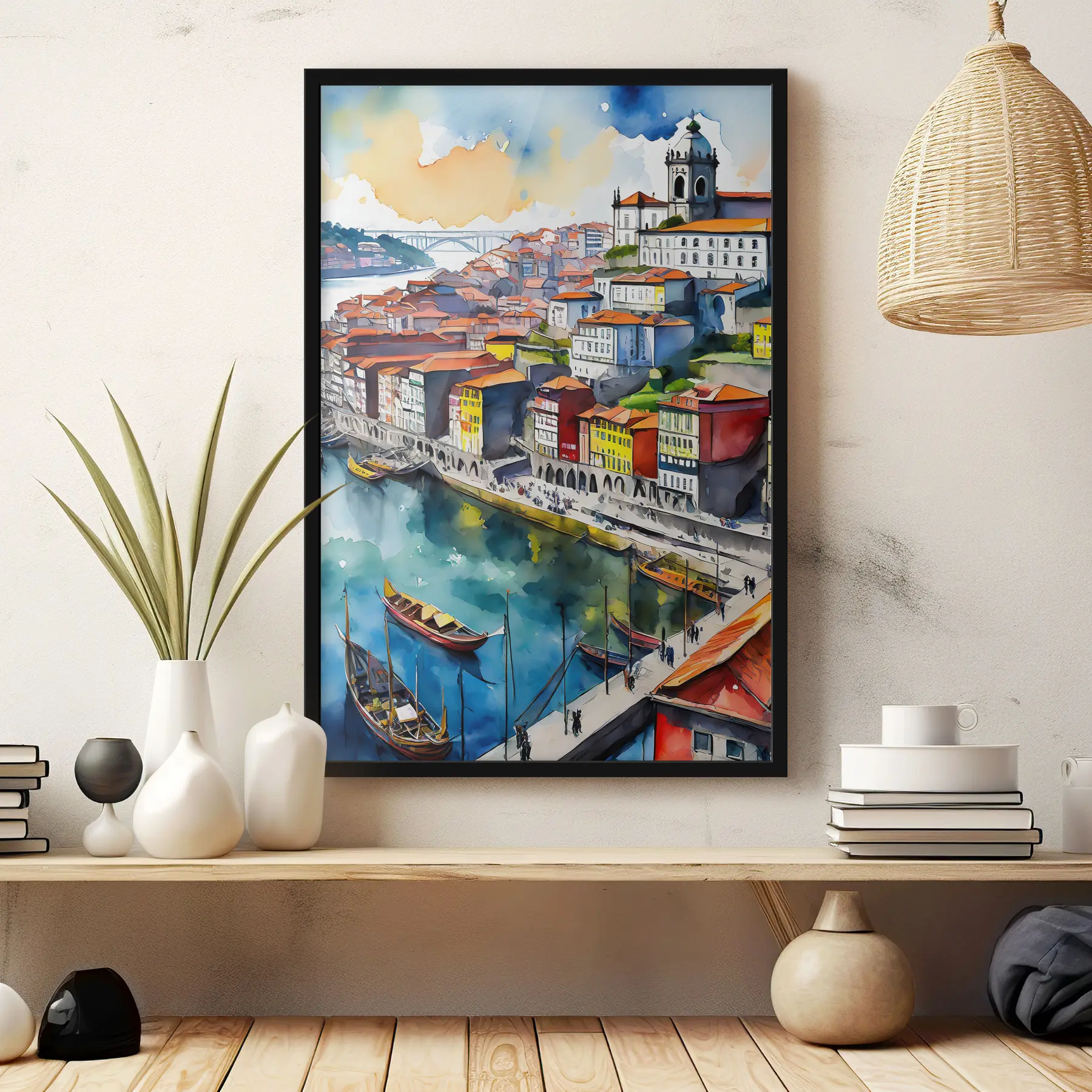 Tableau Aquarelle de la ville du Portugal, Porto, dessin d'architecture f36680