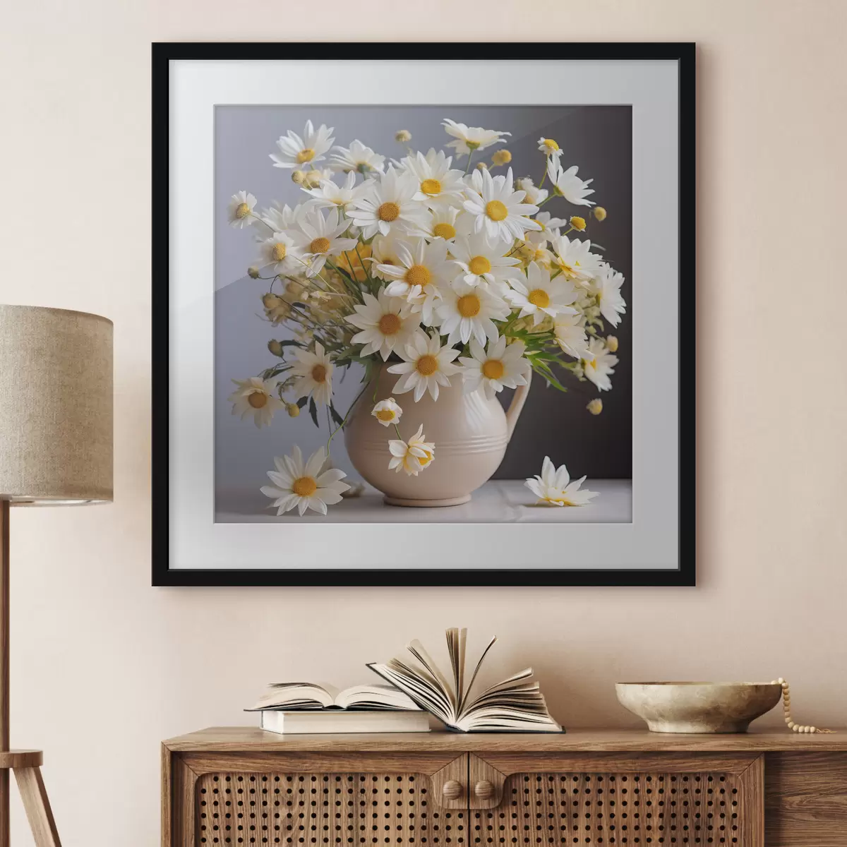 Poster Marguerites blanches dans un vase f36813
