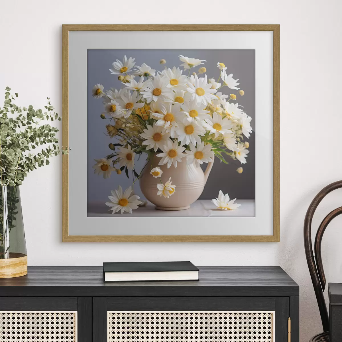 Poster Marguerites blanches dans un vase f36813