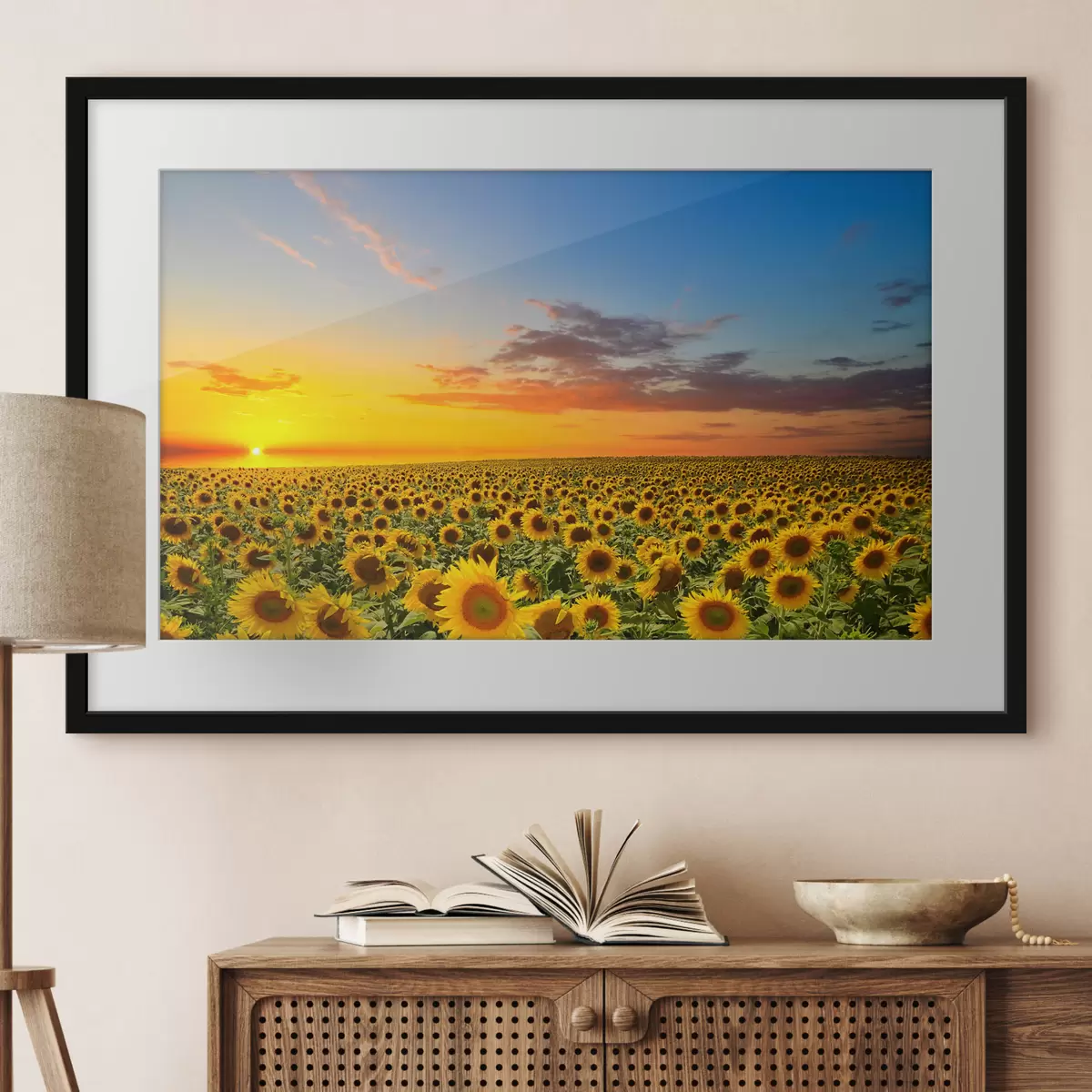 Poster Aube dans un champ de tournesols f05429
