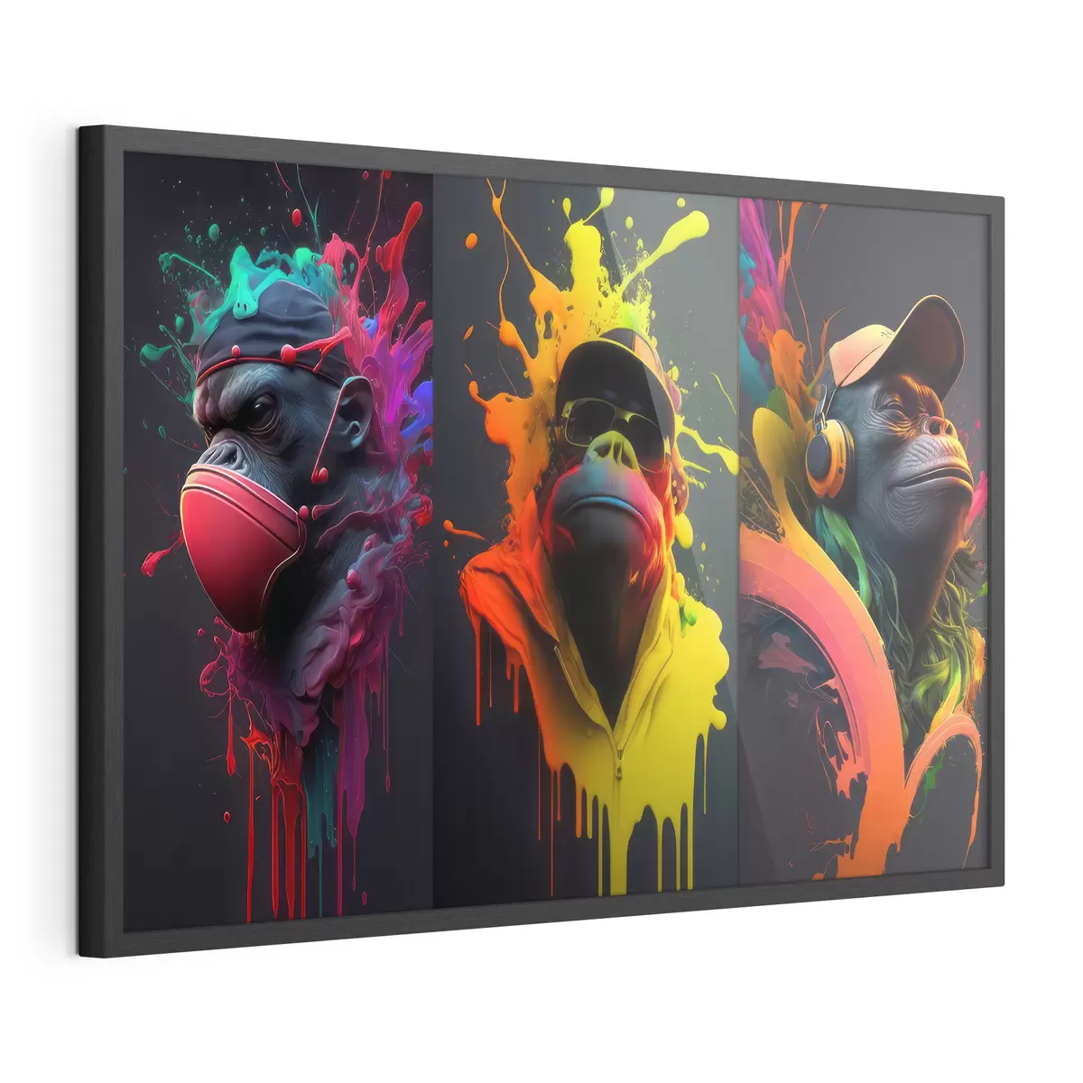 Poster Trio de gorilles sur fond clair f34885