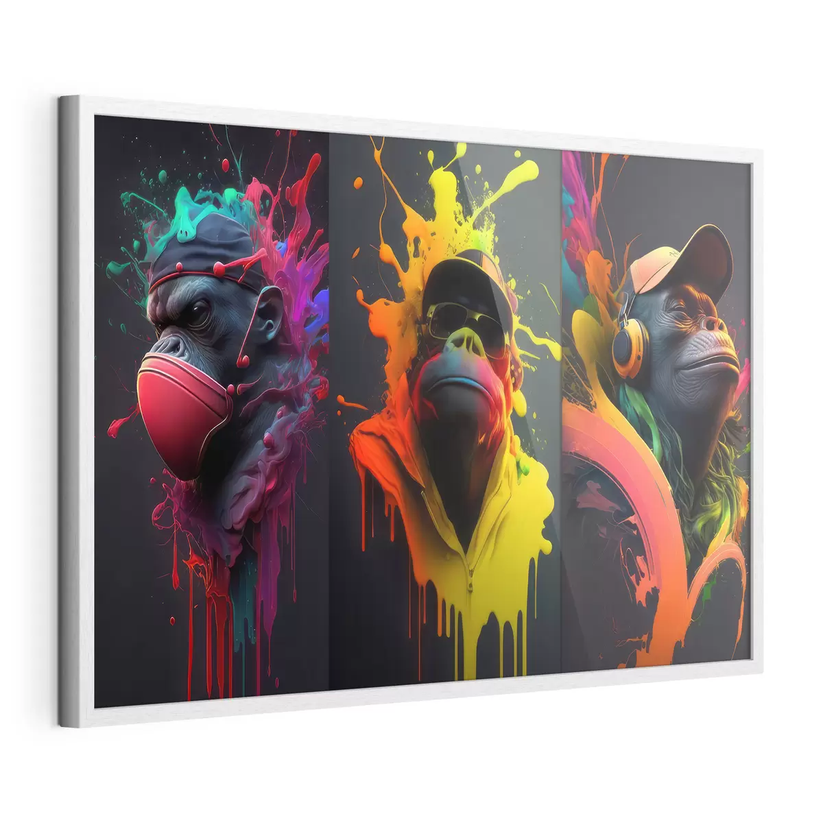 Poster Trio de gorilles sur fond clair f34885