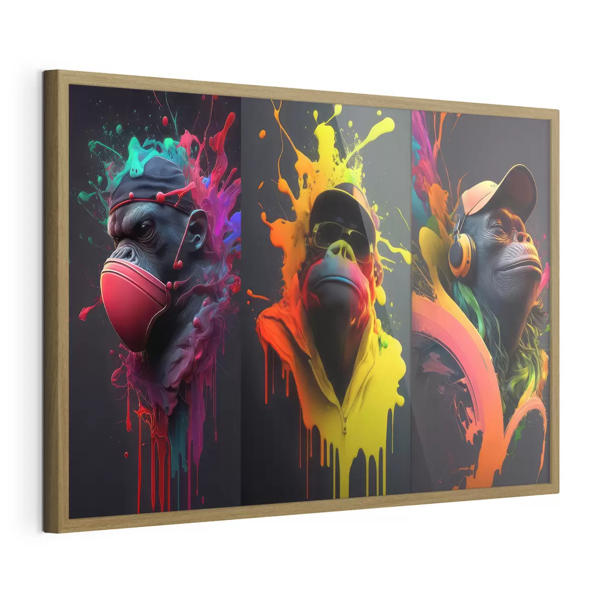 Poster Trio de gorilles sur fond clair f34885