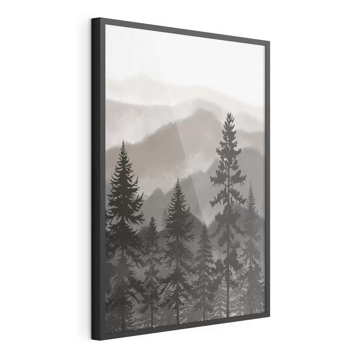 Poster Paysage de montagne avec sapins à l'aquarelle f37017v1