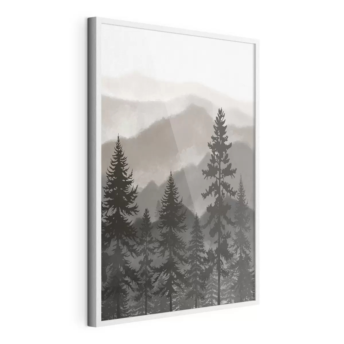Poster Paysage de montagne avec sapins à l'aquarelle f37017v1