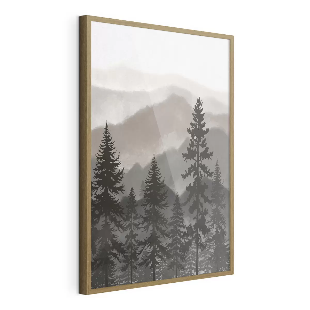 Poster Paysage de montagne avec sapins à l'aquarelle f37017v1