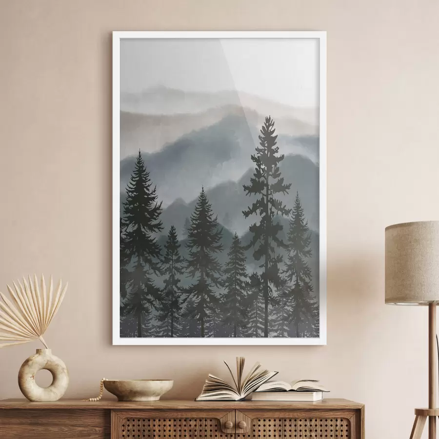 Papier peint Monts bleus, forêt calme f37017